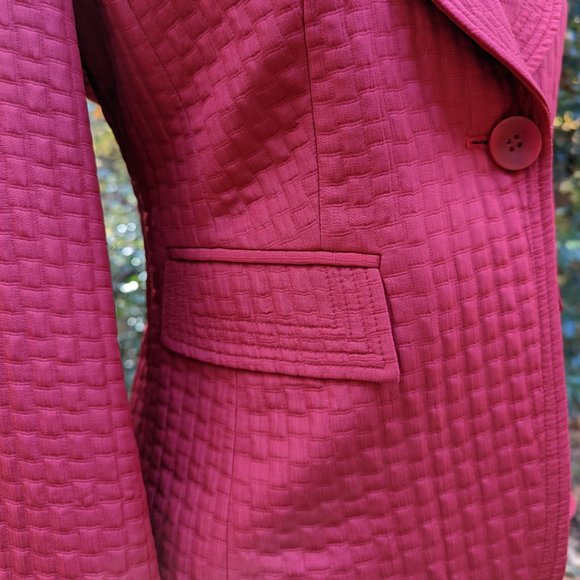 ELLEN TRACY Silk Wool Quilted Suit Jacket Blazer Red Size 8 - Picture 5 of 10